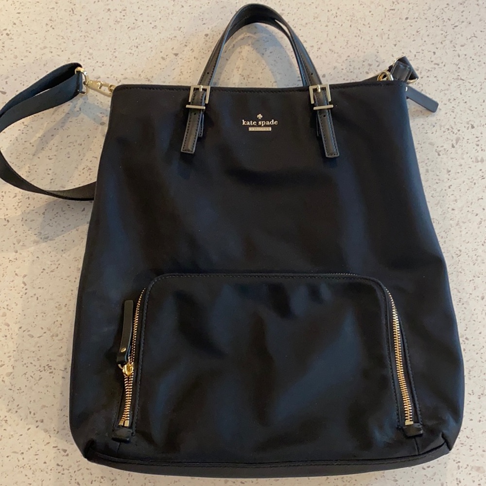Kate Spade black nylon convertible laptop backpack